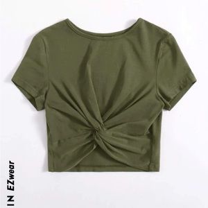 SHEIN twist hem Large Women’s Crop Tee